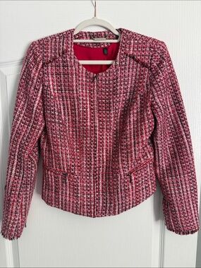 White House Black Market Jacket - Pink Tweed Collarless